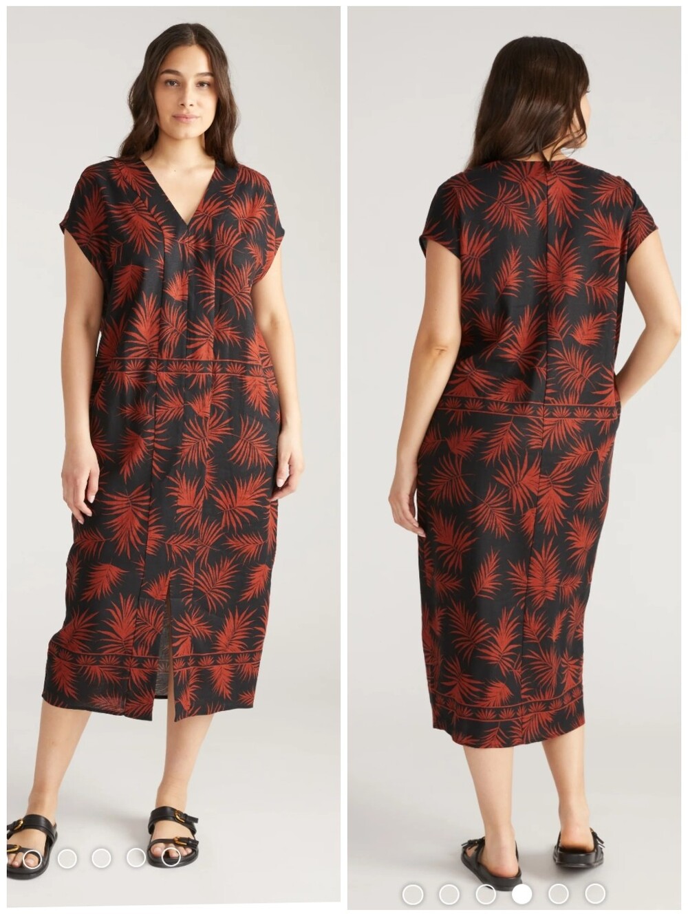 Universal Standard Stretch Linen Cabana Kaftan Dress Bohemian Print NWT M 14 16